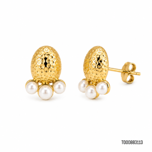 Aretes Perlas Doradas